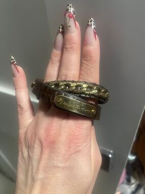 Michael Kors Brown Wrap  Leather Bracelet with Goldtone Hardware